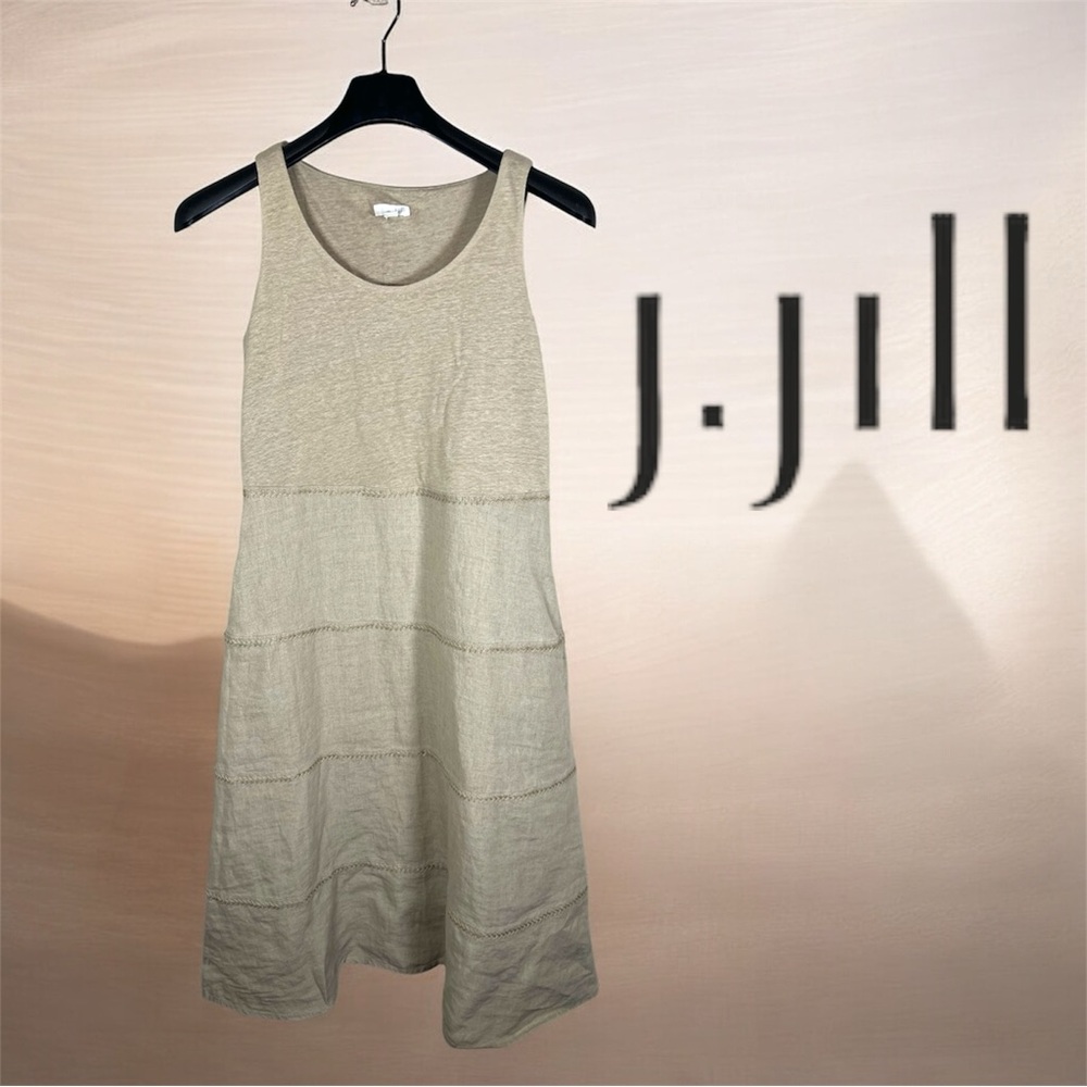 J. Jill Tan Linen Sleeveless Boho Dress Size XS‎ Flowy Comfortable Casual